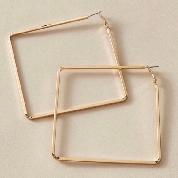 New! Large Diamond Shaped Hoops - Picture 2 of 5